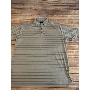 FootJoy FJ Golf Polo Men’s XXL Grey black thin double Stripe  Shirt 2XL